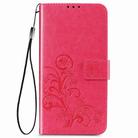 For OPPO A92S Four-leaf Clasp Embossed Buckle Mobile Phone Protection Leather Case with Lanyard & Card Slot & Wallet & Holder(Magenta) - 2