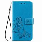 For OPPO A92S Four-leaf Clasp Embossed Buckle Mobile Phone Protection Leather Case with Lanyard & Card Slot & Wallet & Holder(Blue) - 2