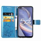 For OPPO A92S Four-leaf Clasp Embossed Buckle Mobile Phone Protection Leather Case with Lanyard & Card Slot & Wallet & Holder(Blue) - 3