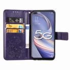 For OPPO A92S Four-leaf Clasp Embossed Buckle Mobile Phone Protection Leather Case with Lanyard & Card Slot & Wallet & Holder(Purple) - 3