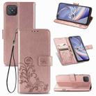 For OPPO A92S Four-leaf Clasp Embossed Buckle Mobile Phone Protection Leather Case with Lanyard & Card Slot & Wallet & Holder(Rose Gold) - 1