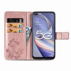 For OPPO A92S Four-leaf Clasp Embossed Buckle Mobile Phone Protection Leather Case with Lanyard & Card Slot & Wallet & Holder(Rose Gold) - 2