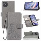 For OPPO A92S Four-leaf Clasp Embossed Buckle Mobile Phone Protection Leather Case with Lanyard & Card Slot & Wallet & Holder(Gray) - 1