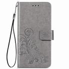For OPPO A92S Four-leaf Clasp Embossed Buckle Mobile Phone Protection Leather Case with Lanyard & Card Slot & Wallet & Holder(Gray) - 2
