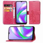 For OPPO Realme C12 Four-leaf Clasp Embossed Buckle Mobile Phone Protection Leather Case with Lanyard & Card Slot & Wallet & Holder(Magenta) - 1