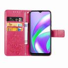 For OPPO Realme C12 Four-leaf Clasp Embossed Buckle Mobile Phone Protection Leather Case with Lanyard & Card Slot & Wallet & Holder(Magenta) - 3