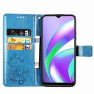 For OPPO Realme C12 Four-leaf Clasp Embossed Buckle Mobile Phone Protection Leather Case with Lanyard & Card Slot & Wallet & Holder(Blue) - 3