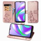 For OPPO Realme C12 Four-leaf Clasp Embossed Buckle Mobile Phone Protection Leather Case with Lanyard & Card Slot & Wallet & Holder(Rose Gold) - 1