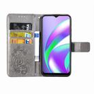 For OPPO Realme C12 Four-leaf Clasp Embossed Buckle Mobile Phone Protection Leather Case with Lanyard & Card Slot & Wallet & Holder(Gray) - 2