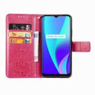 For OPPO Realme C15 Four-leaf Clasp Embossed Buckle Mobile Phone Protection Leather Case with Lanyard & Card Slot & Wallet & Holder(Magenta) - 3