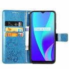 For OPPO Realme C15 Four-leaf Clasp Embossed Buckle Mobile Phone Protection Leather Case with Lanyard & Card Slot & Wallet & Holder(Blue) - 3