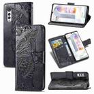 For LG Velvet 5G Butterfly Love Flower Embossed Horizontal Flip Leather Case with Holder & Card Slots & Wallet & Lanyard(Black) - 1