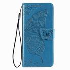 For LG Velvet 5G Butterfly Love Flower Embossed Horizontal Flip Leather Case with Holder & Card Slots & Wallet & Lanyard(Blue) - 1