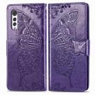 For LG Velvet 5G Butterfly Love Flower Embossed Horizontal Flip Leather Case with Holder & Card Slots & Wallet & Lanyard(Dark Purple) - 4