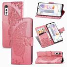 For LG Velvet 5G Butterfly Love Flower Embossed Horizontal Flip Leather Case with Holder & Card Slots & Wallet & Lanyard(Pink) - 1