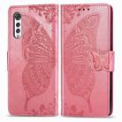 For LG Velvet 5G Butterfly Love Flower Embossed Horizontal Flip Leather Case with Holder & Card Slots & Wallet & Lanyard(Pink) - 4