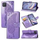 For OPPO A92S Butterfly Love Flower Embossed Horizontal Flip Leather Case with Holder & Card Slots & Wallet & Lanyard(Light Purple) - 1