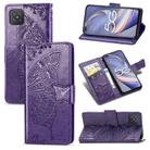 For OPPO A92S Butterfly Love Flower Embossed Horizontal Flip Leather Case with Holder & Card Slots & Wallet & Lanyard(Dark Purple) - 1