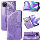 For OPPO Realme C12 Butterfly Love Flower Embossed Horizontal Flip Leather Case with Holder & Card Slots & Wallet & Lanyard(Light Purple) - 1