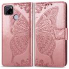 For OPPO Realme C12 Butterfly Love Flower Embossed Horizontal Flip Leather Case with Holder & Card Slots & Wallet & Lanyard(Rose Gold) - 4