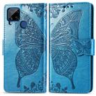 For OPPO Realme C15 Butterfly Love Flower Embossed Horizontal Flip Leather Case with Holder & Card Slots & Wallet & Lanyard(Blue) - 4