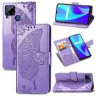 For OPPO Realme C15 Butterfly Love Flower Embossed Horizontal Flip Leather Case with Holder & Card Slots & Wallet & Lanyard(Light Purple) - 1