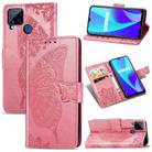 For OPPO Realme C15 Butterfly Love Flower Embossed Horizontal Flip Leather Case with Holder & Card Slots & Wallet & Lanyard(Pink) - 1