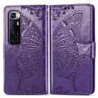 For Xiaomi Mi 10 Ultra Butterfly Love Flower Embossed Horizontal Flip Leather Case with Holder & Card Slots & Wallet & Lanyard(Dark Purple) - 1