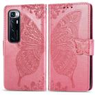 For Xiaomi Mi 10 Ultra Butterfly Love Flower Embossed Horizontal Flip Leather Case with Holder & Card Slots & Wallet & Lanyard(Pink) - 1