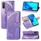 For Huawei Mate 40 Lite / Maimang 9 Butterfly Love Flower Embossed Horizontal Flip Leather Case with Holder & Card Slots & Wallet & Lanyard(Light Purple) - 1