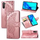 For Huawei Mate 40 Lite / Maimang 9 Butterfly Love Flower Embossed Horizontal Flip Leather Case with Holder & Card Slots & Wallet & Lanyard(Rose Gold) - 1