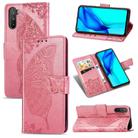 For Huawei Mate 40 Lite / Maimang 9 Butterfly Love Flower Embossed Horizontal Flip Leather Case with Holder & Card Slots & Wallet & Lanyard(Pink) - 1