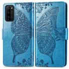 For Huawei Honor 30 Lite Butterfly Love Flower Embossed Horizontal Flip Leather Case with Holder & Card Slots & Wallet & Lanyard(Blue) - 4