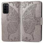 For Huawei Honor 30 Lite Butterfly Love Flower Embossed Horizontal Flip Leather Case with Holder & Card Slots & Wallet & Lanyard(Gray) - 4