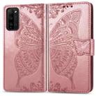 For Huawei Honor 30 Lite Butterfly Love Flower Embossed Horizontal Flip Leather Case with Holder & Card Slots & Wallet & Lanyard(Rose Gold) - 4