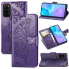 For Huawei Honor 30 Lite Butterfly Love Flower Embossed Horizontal Flip Leather Case with Holder & Card Slots & Wallet & Lanyard(Dark Purple) - 1