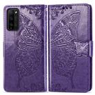 For Huawei Honor 30 Lite Butterfly Love Flower Embossed Horizontal Flip Leather Case with Holder & Card Slots & Wallet & Lanyard(Dark Purple) - 4