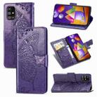 For Samsung Galaxy M31s Butterfly Love Flower Embossed Horizontal Flip Leather Case with Holder & Card Slots & Wallet & Lanyard(Dark Purple) - 1