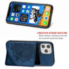 For iPhone 12 mini Mandala Embossed Magnetic Cloth Case with Holder & Card Slots & Wallet & Photo Frame(Blue) - 3