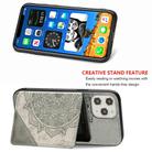 For iPhone 12 mini Mandala Embossed Magnetic Cloth Case with Holder & Card Slots & Wallet & Photo Frame(Grey) - 3