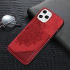 For iPhone 12 mini Mandala Embossed Magnetic Cloth Case with Holder & Card Slots & Wallet & Photo Frame(Red) - 2