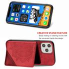 For iPhone 12 mini Mandala Embossed Magnetic Cloth Case with Holder & Card Slots & Wallet & Photo Frame(Red) - 3