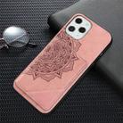 For iPhone 12 mini Mandala Embossed Magnetic Cloth Case with Holder & Card Slots & Wallet & Photo Frame(Rose Gold) - 2