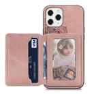 For iPhone 12 mini Mandala Embossed Magnetic Cloth Case with Holder & Card Slots & Wallet & Photo Frame(Rose Gold) - 3