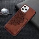 For iPhone 12 / 12 Pro Mandala Embossed Magnetic Cloth Case with Holder & Card Slots & Wallet & Photo Frame(Brown) - 2