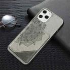 For iPhone 12 / 12 Pro Mandala Embossed Magnetic Cloth Case with Holder & Card Slots & Wallet & Photo Frame(Grey) - 2