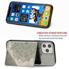 For iPhone 12 / 12 Pro Mandala Embossed Magnetic Cloth Case with Holder & Card Slots & Wallet & Photo Frame(Grey) - 3