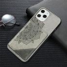 For iPhone 12 Pro Max Mandala Embossed Magnetic Cloth Case with Holder & Card Slots & Wallet & Photo Frame(Grey) - 2