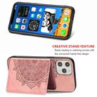 For iPhone 12 Pro Max Mandala Embossed Magnetic Cloth Case with Holder & Card Slots & Wallet & Photo Frame(Rose Gold) - 3