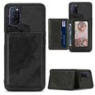 For OPPO A52 / A72 / A92 Mandala Embossed Magnetic Cloth PU + TPU + PC Case with Holder & Card Slots & Wallet & Photo Frame & RFID Funciton(Black) - 1